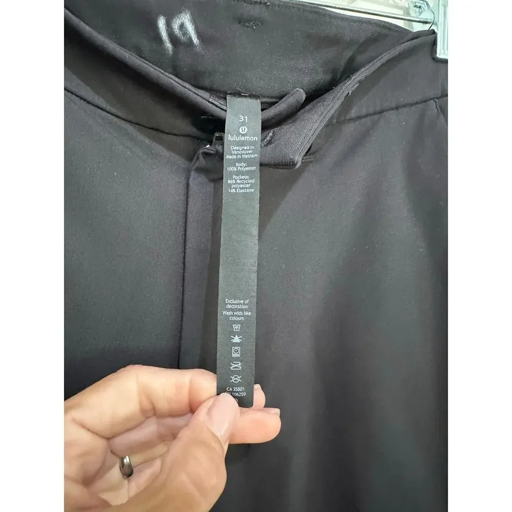 Lululemon Men's Black High Rise Slim Fit Commission Pants Size 31